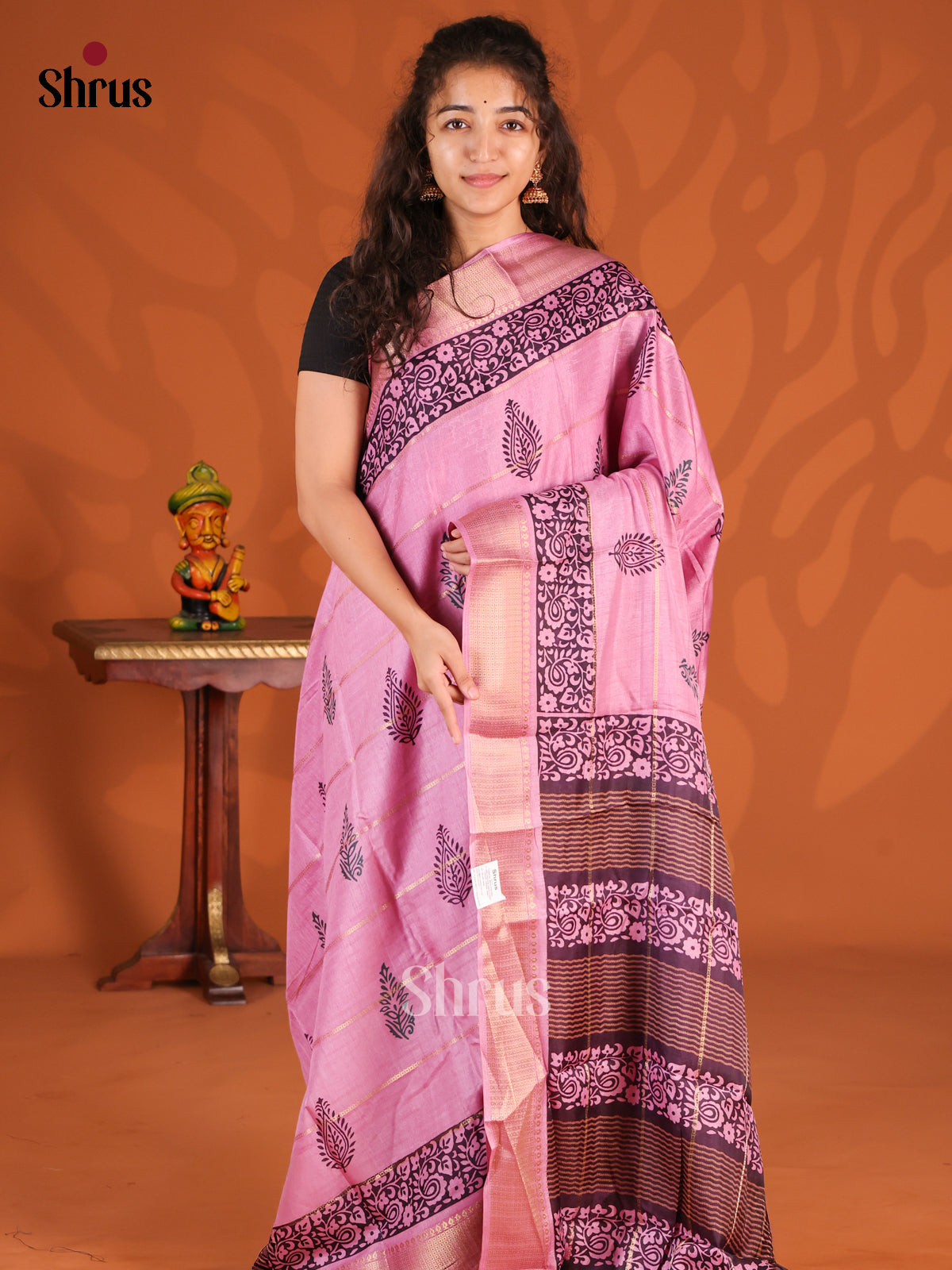 Pink - Semi Crepe Saree - Shop on Shrus.com