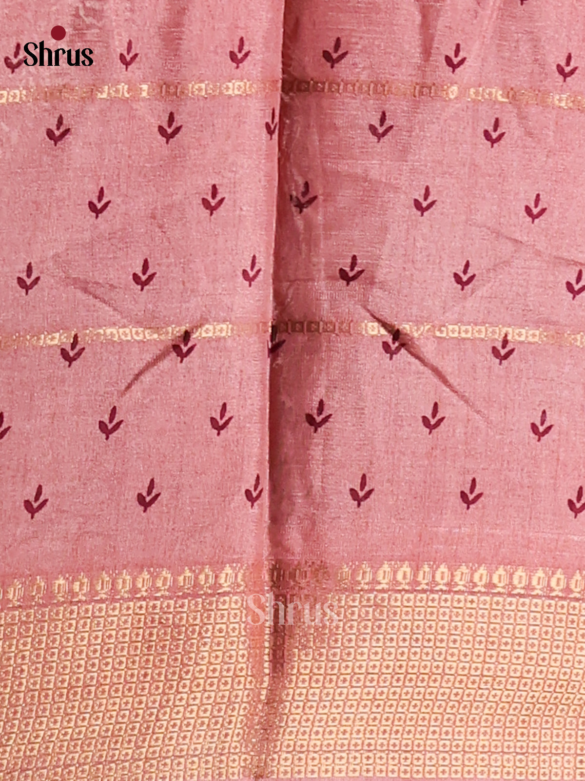 Dusty Pink & Maroon - Semi Crepe Saree - Shop on Shrus.com