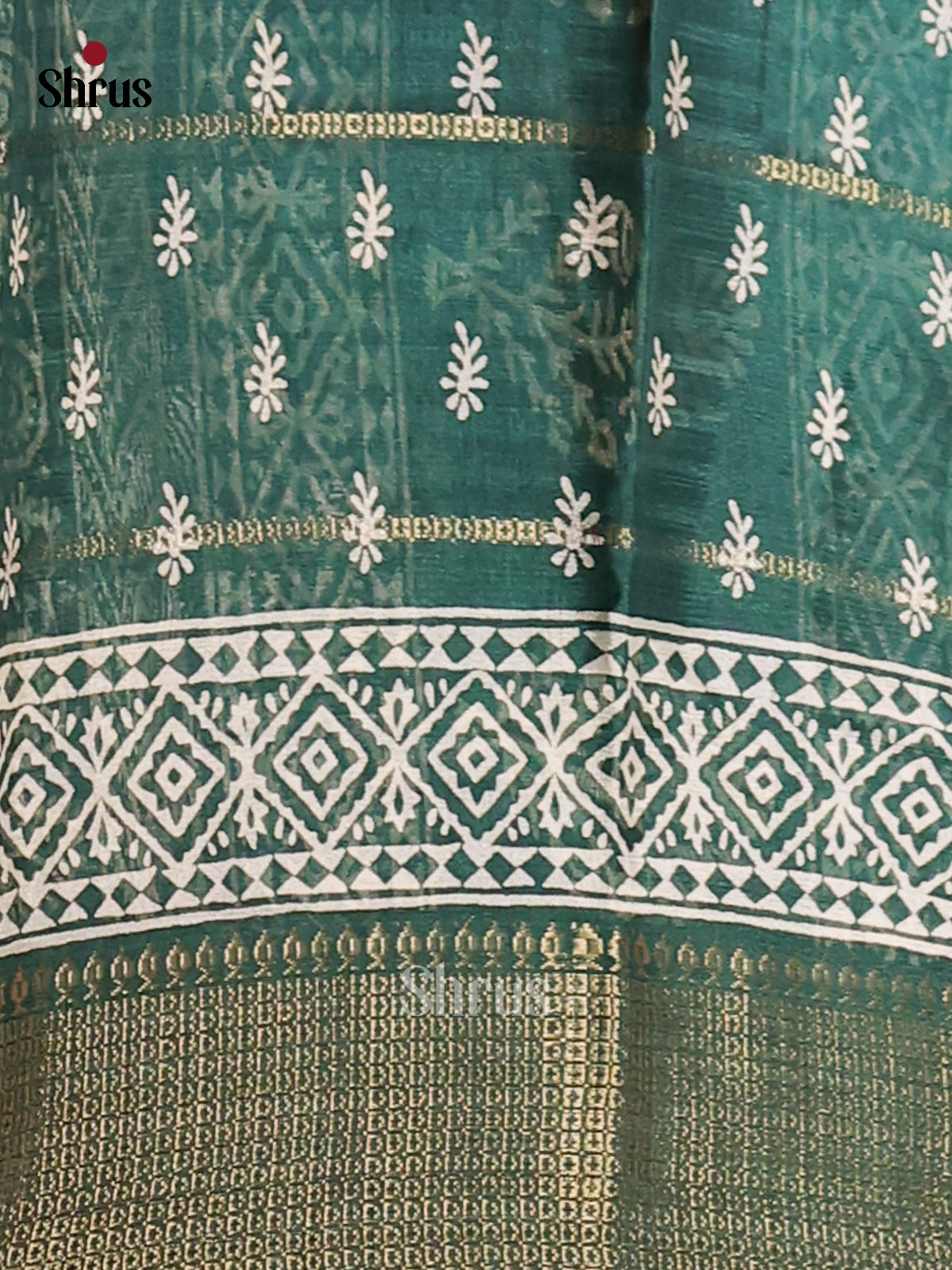 Green - Semi Crepe Saree - Shop on Shrus.com