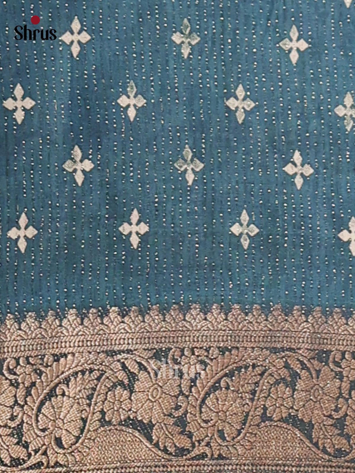 Peacock Blue- Semi Crepe Saree - Shop on Shrus.com