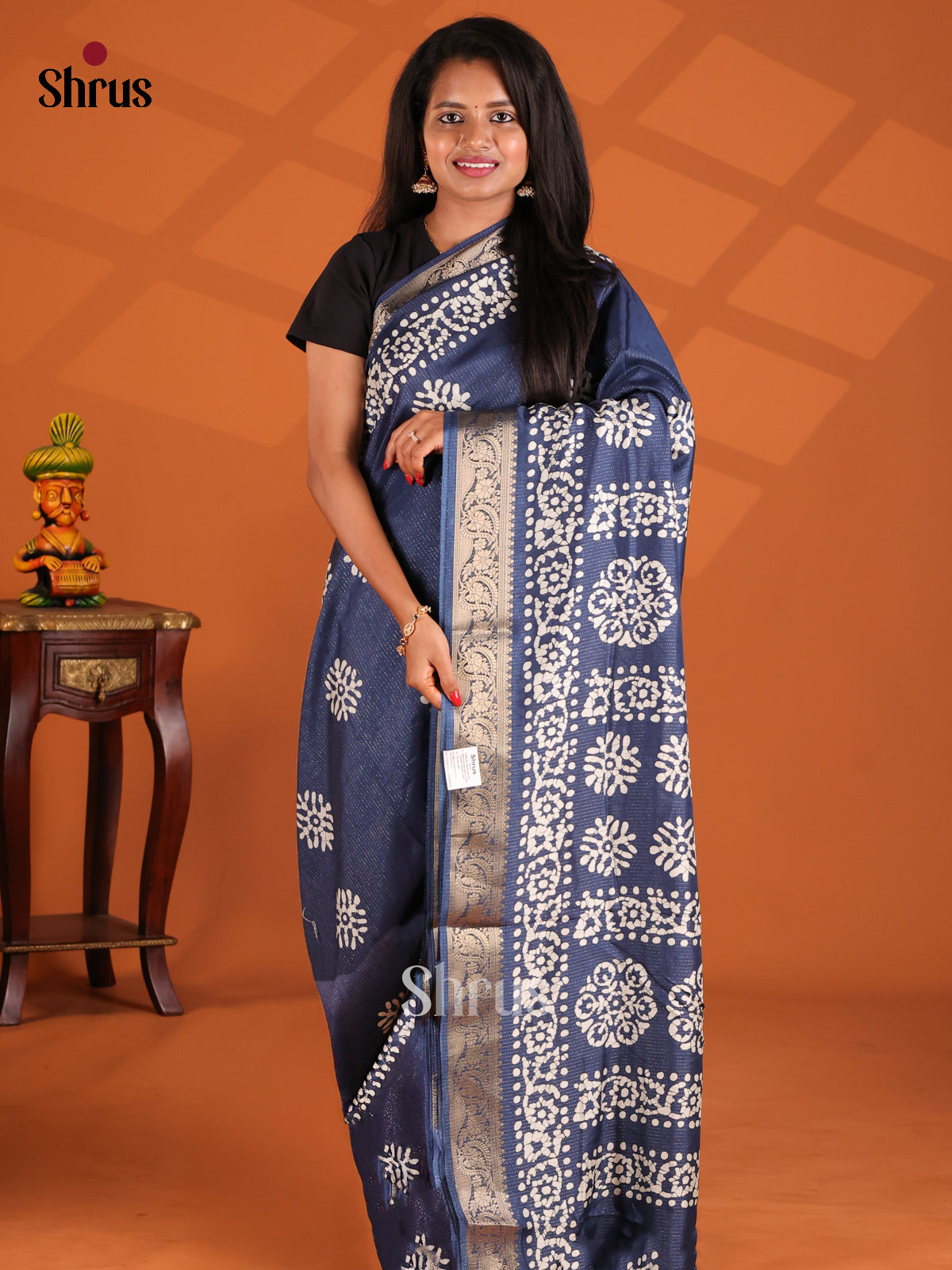 Blue - Semi Crepe Saree - Shop on Shrus.com