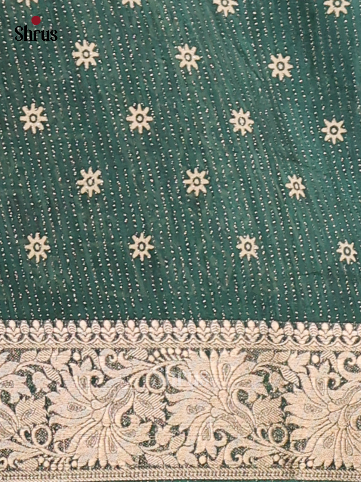 Green - Semi Crepe Saree - Shop on Shrus.com