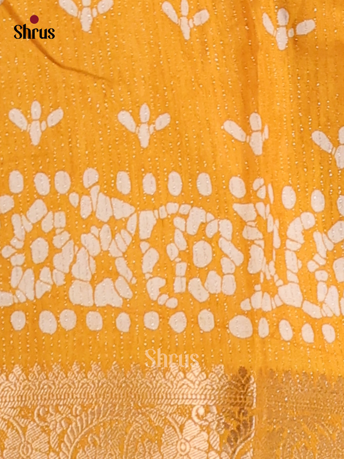 Yellow- Semi Crepe Saree - Shop on Shrus.com