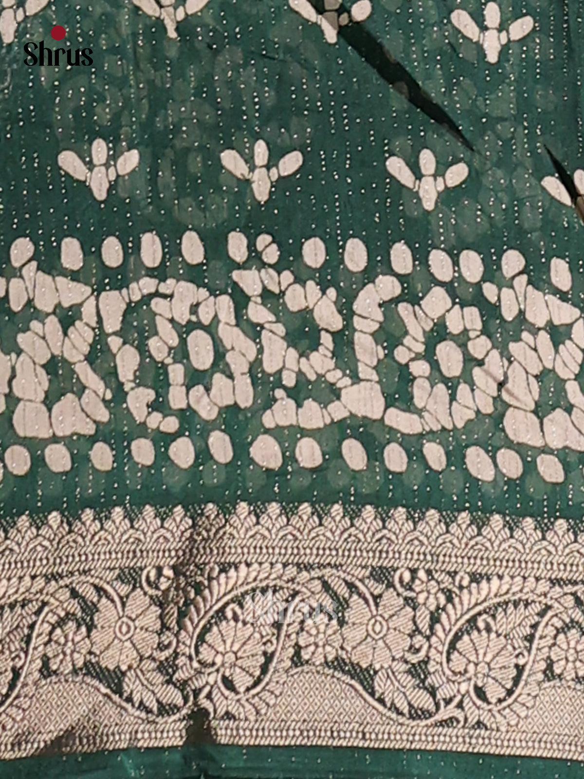 Dark Green- Semi Crepe Saree - Shop on Shrus.com