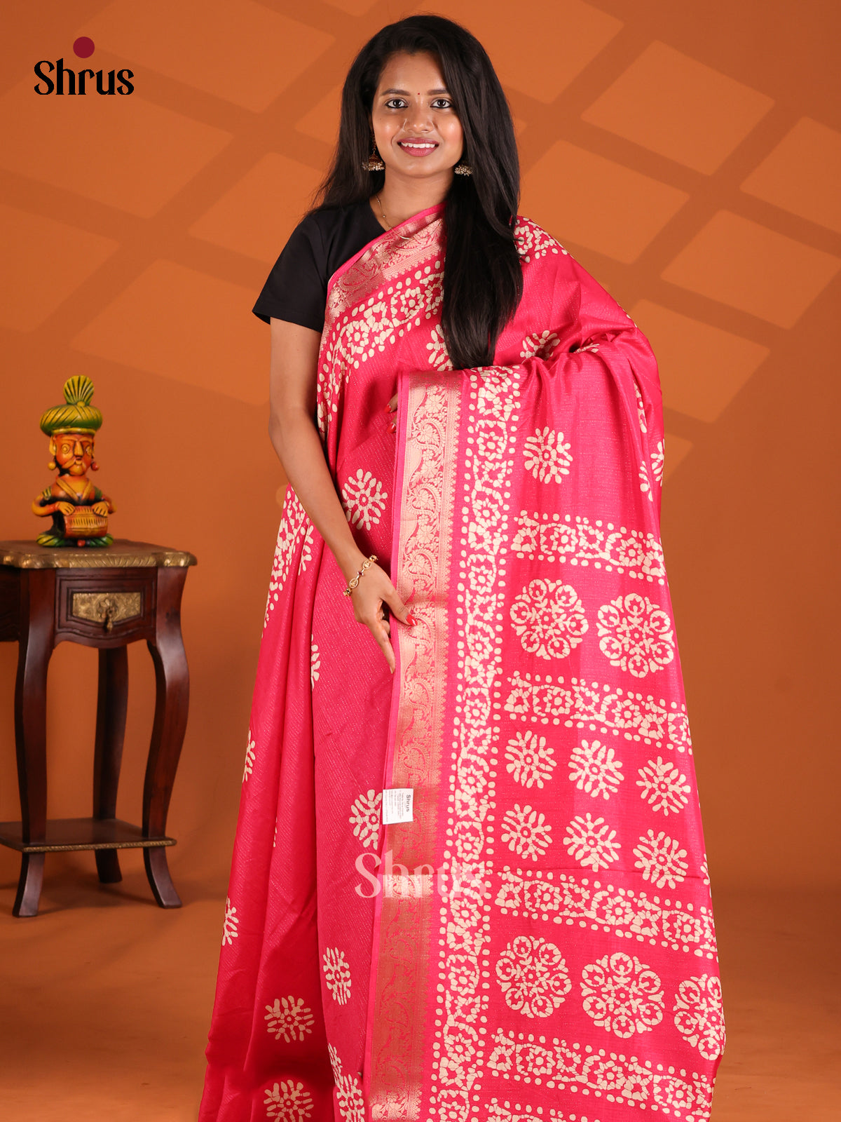 Pink - Semi Crepe Saree - Shop on Shrus.com