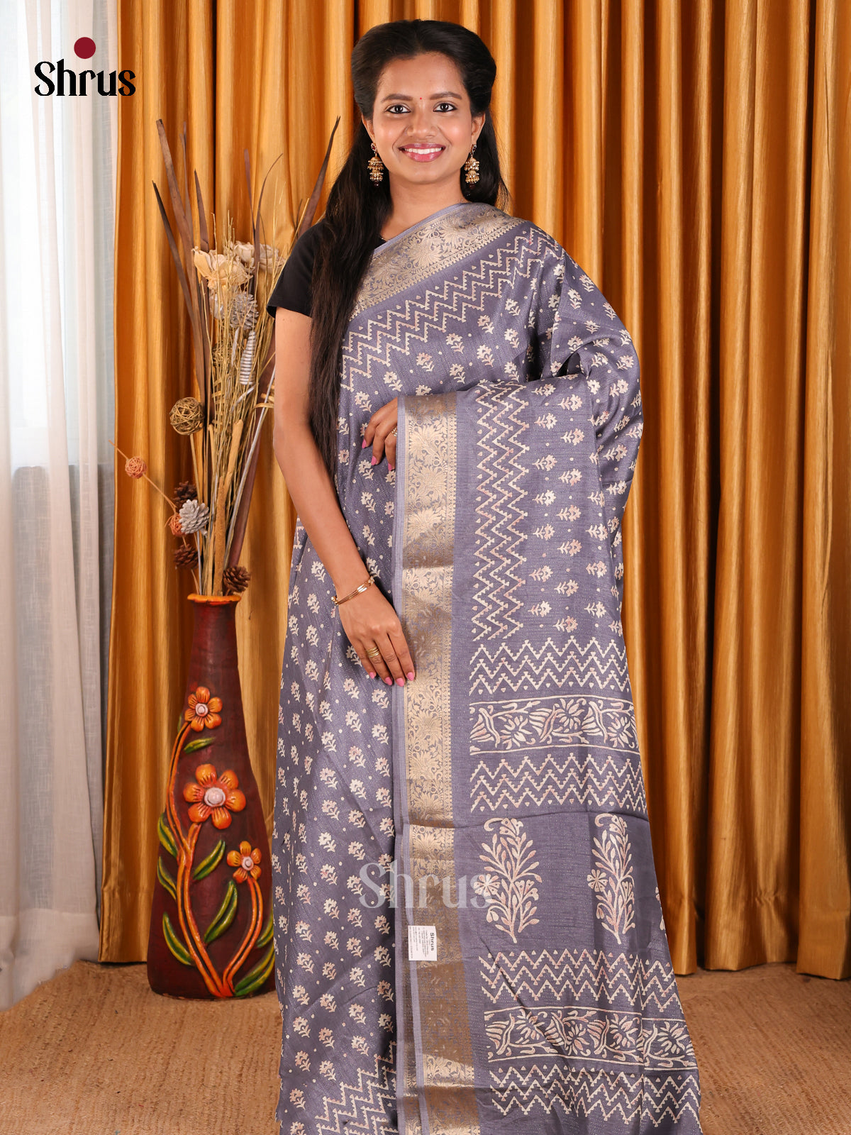 Lavender- Semi Crepe Saree - Shop on Shrus.com