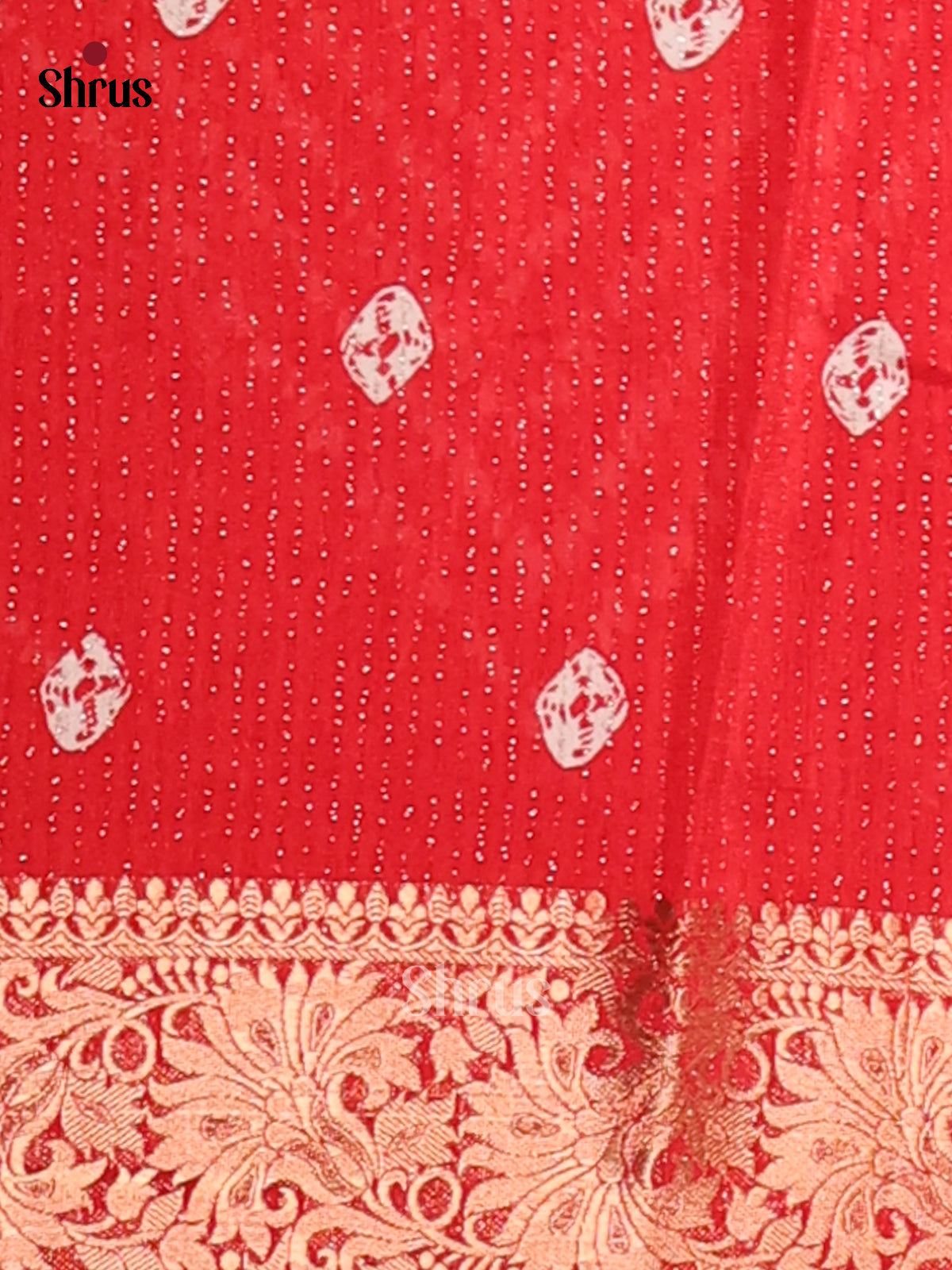 Red - Semi Crepe Saree - Shop on Shrus.com
