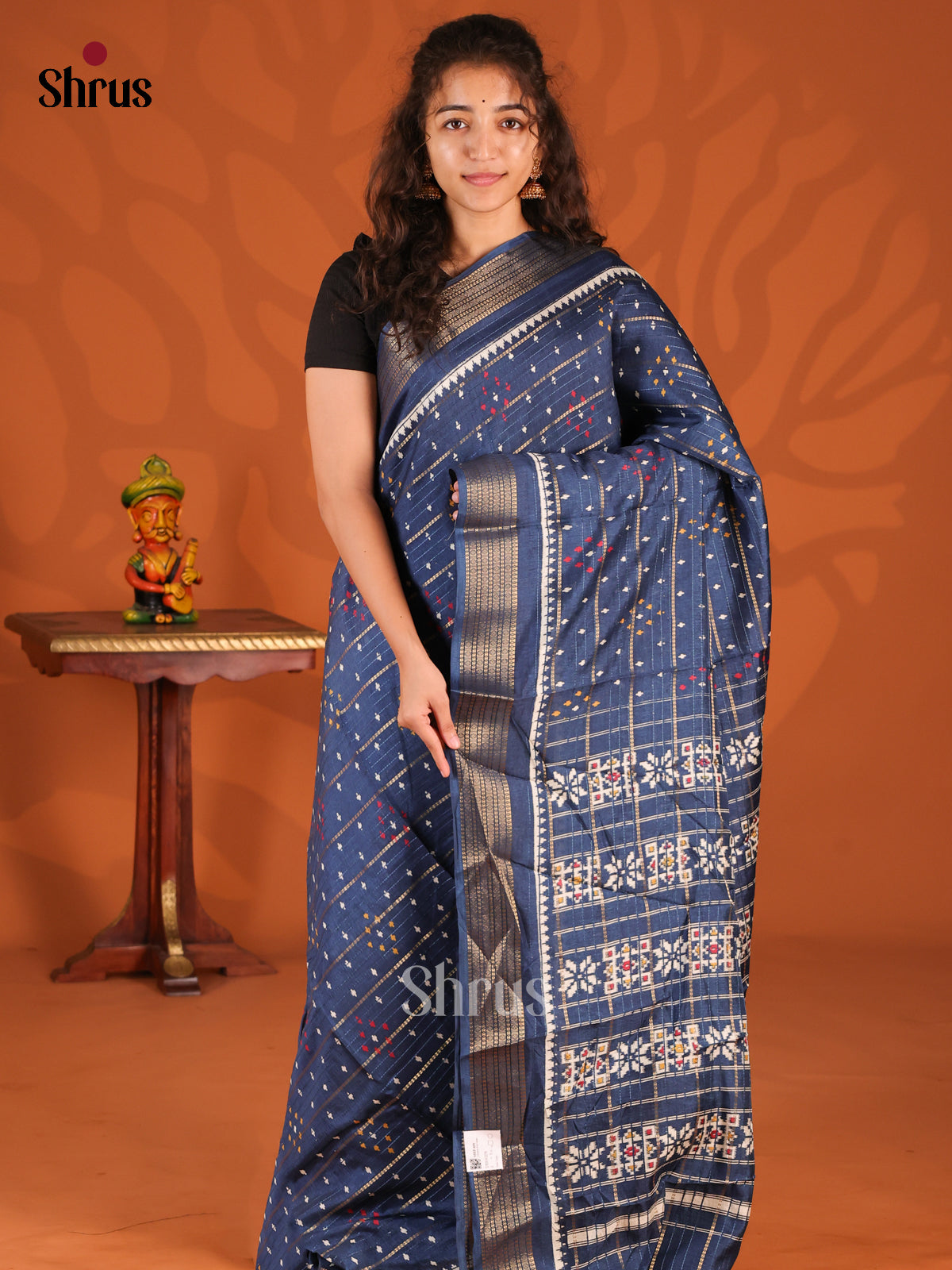 Blue - Semi Crepe Saree - Shop on Shrus.com