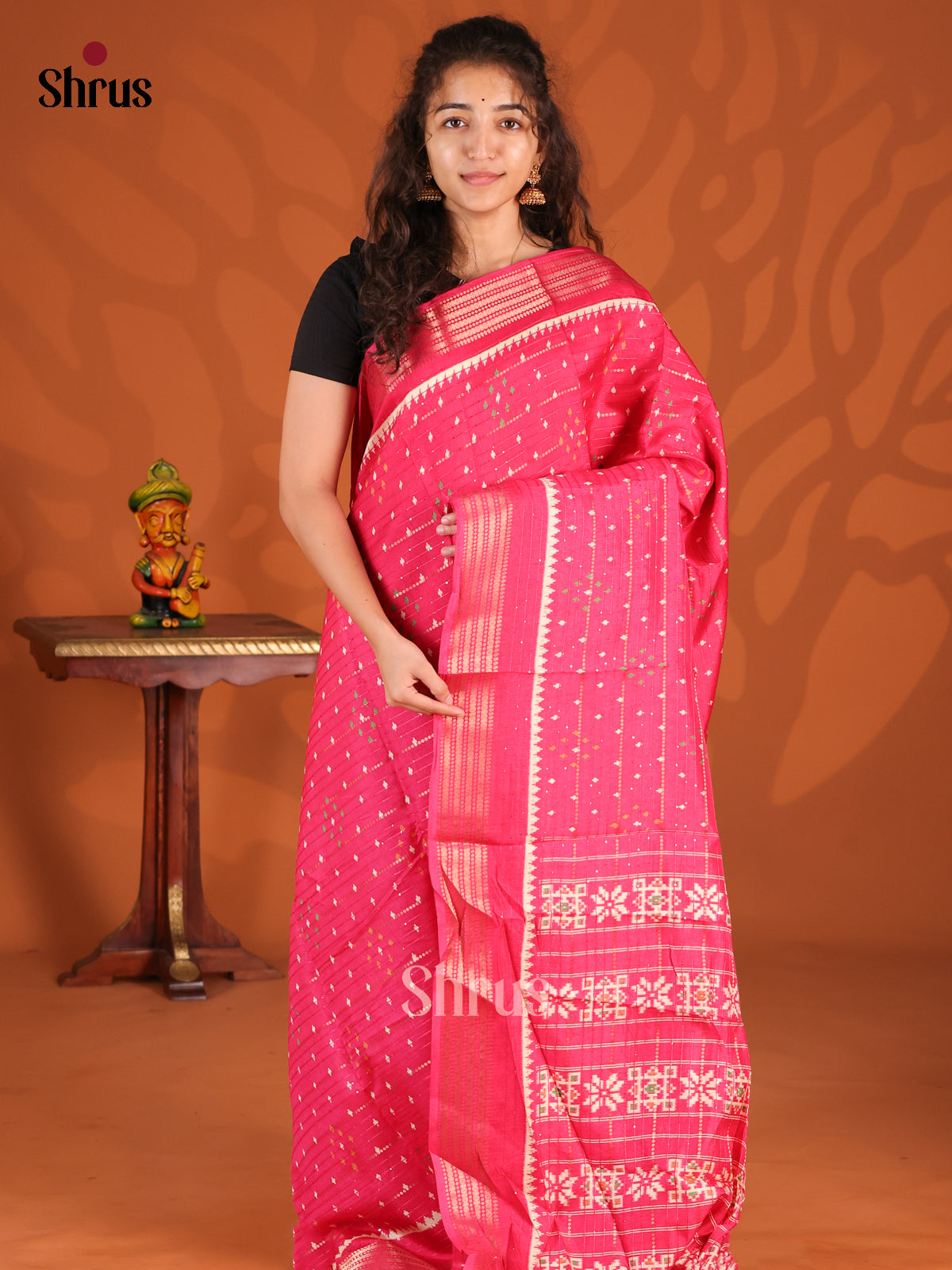 Pink - Semi Crepe Saree - Shop on Shrus.com