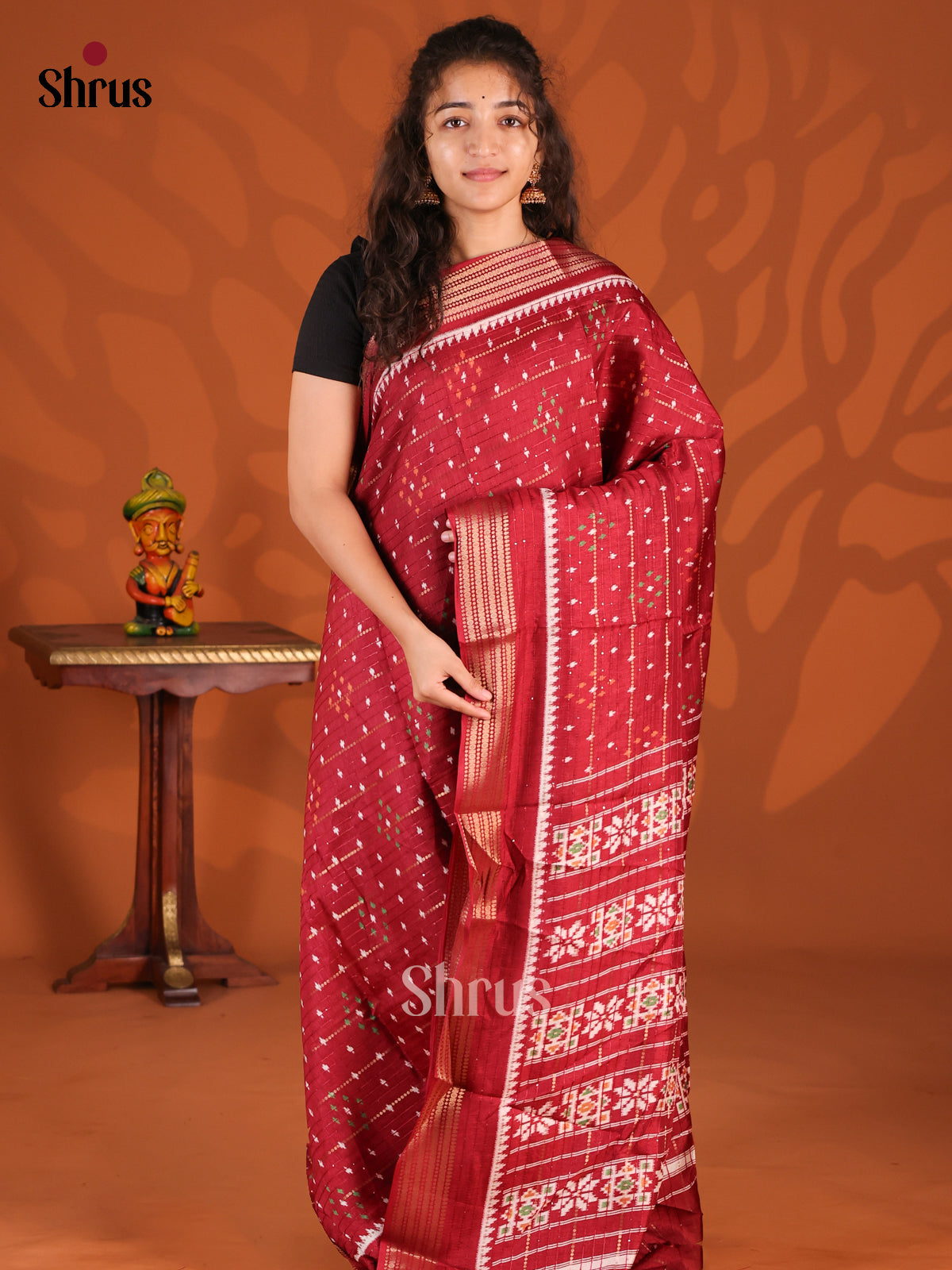 Maroon - Semi Crepe Saree - Shop on Shrus.com