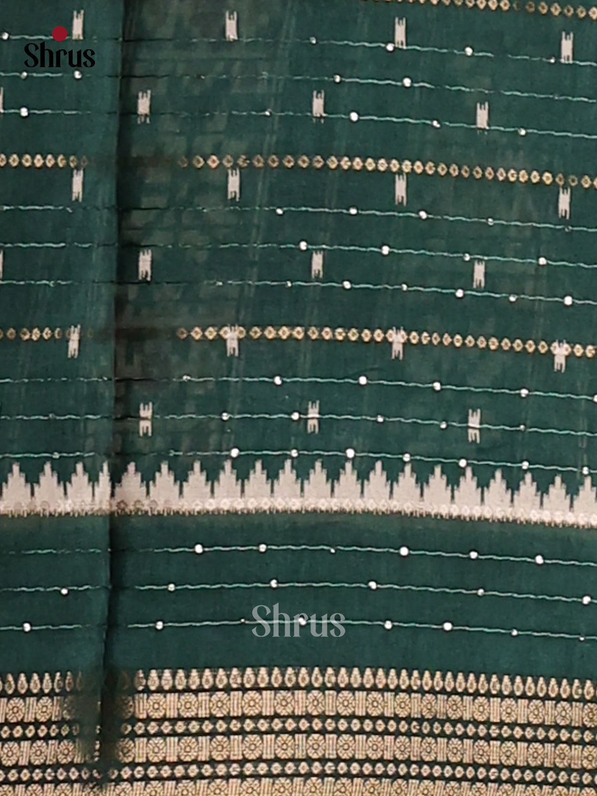 Green - Semi Crepe Saree - Shop on Shrus.com