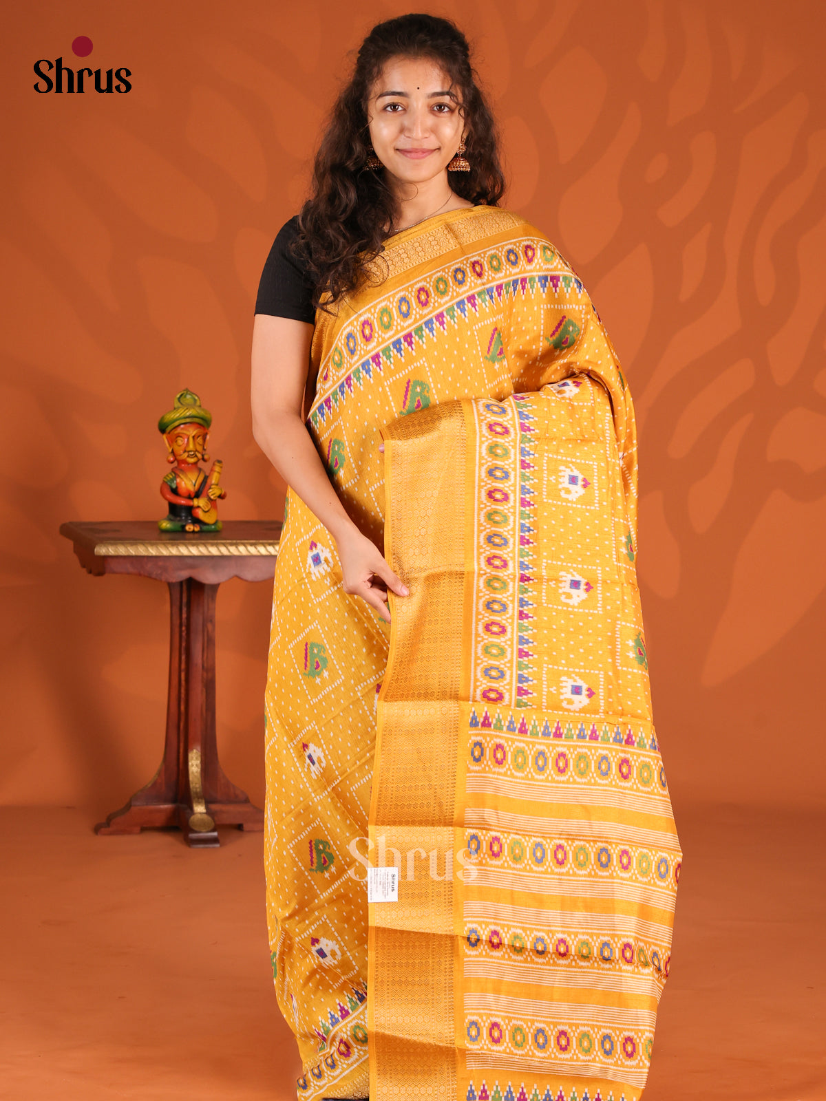 Mustard - Semi Crepe Saree - Shop on Shrus.com