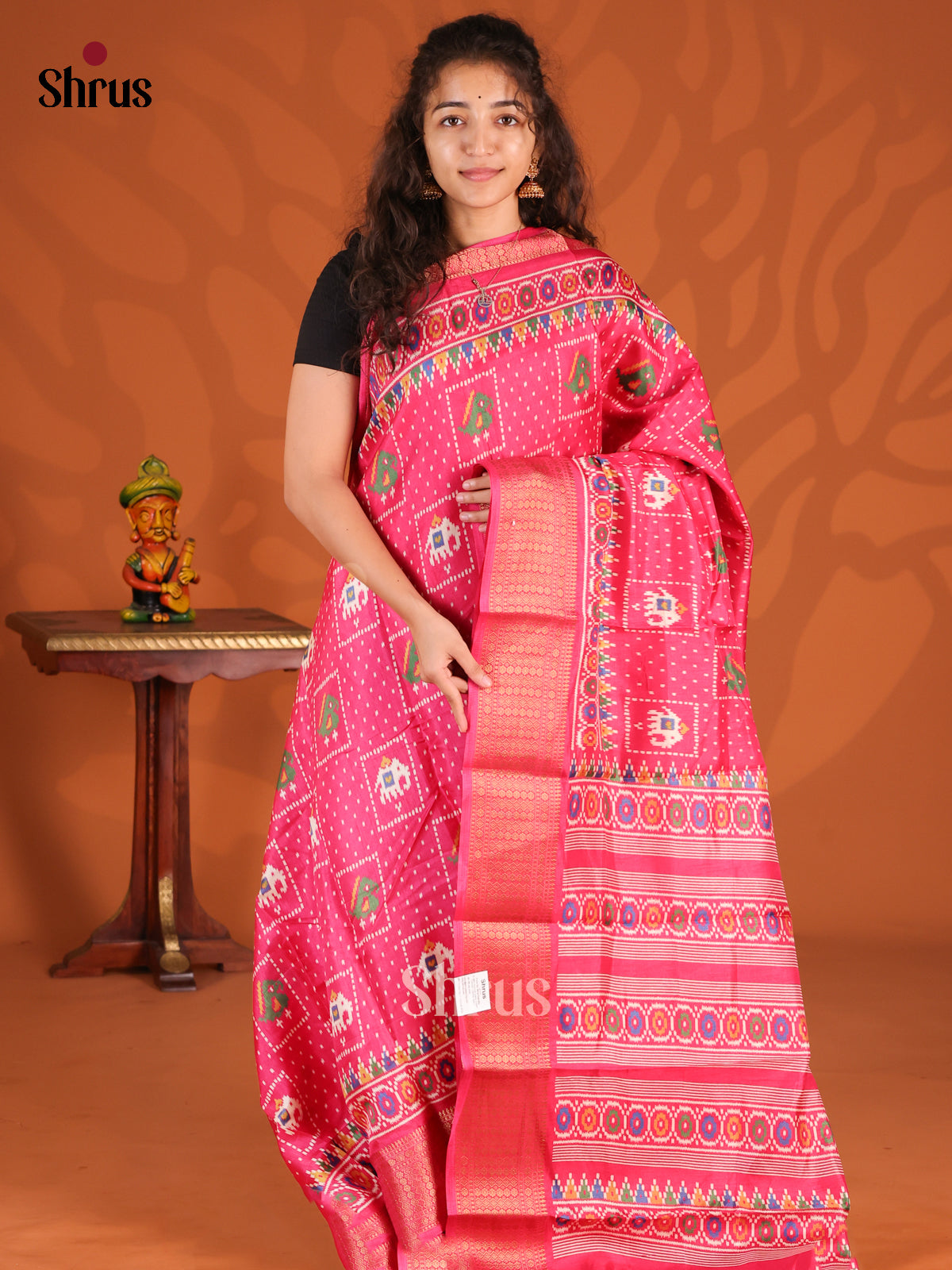 Pink - Semi Crepe Saree - Shop on Shrus.com
