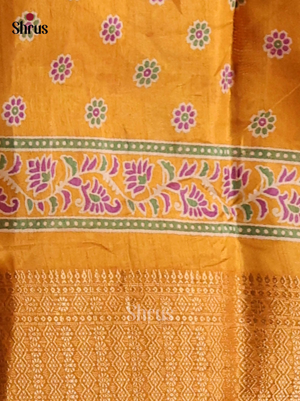 Mustard - Semi Crepe Saree - Shop on Shrus.com