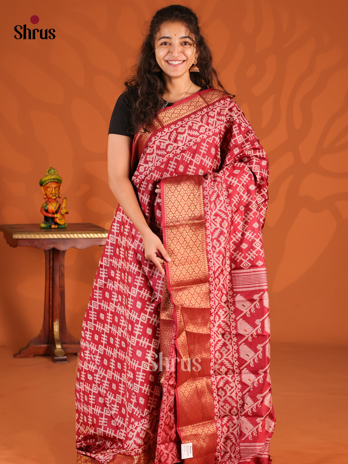 Maroon - Semi Crepe Saree - Shop on Shrus.com
