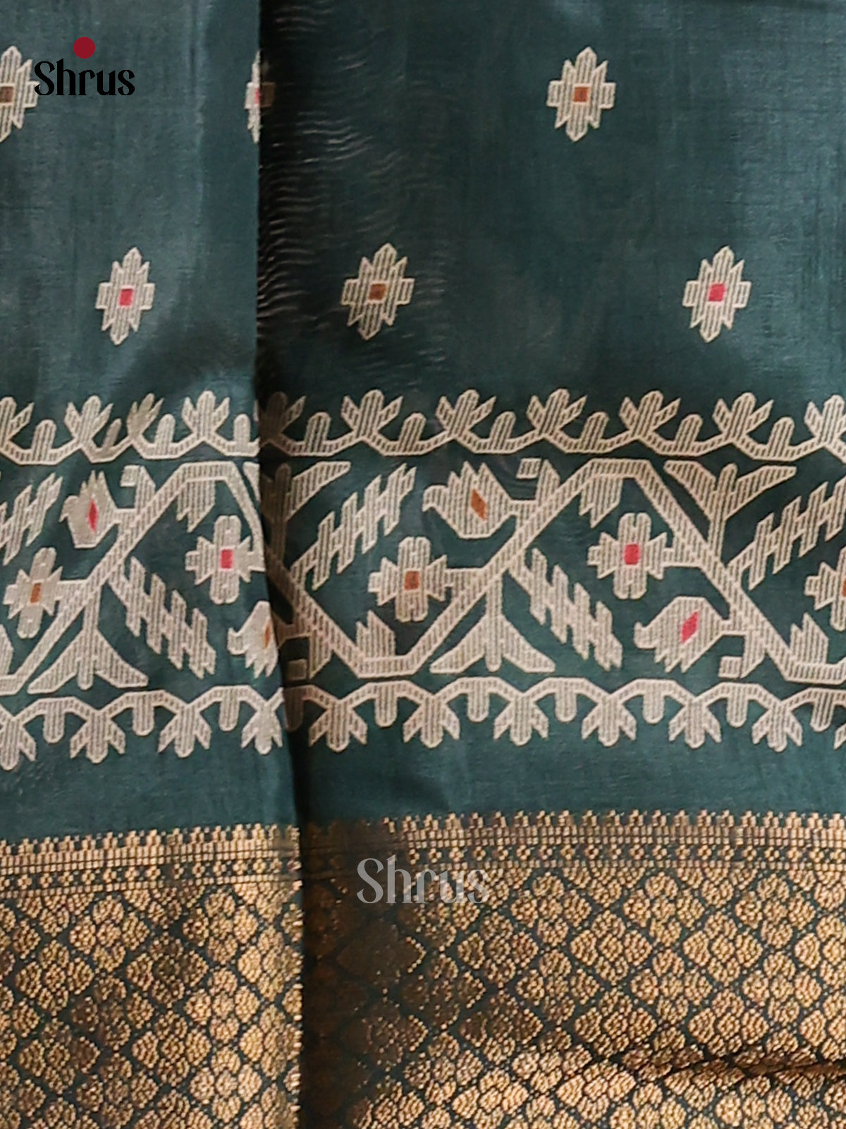 Green - Semi Crepe Saree - Shop on Shrus.com