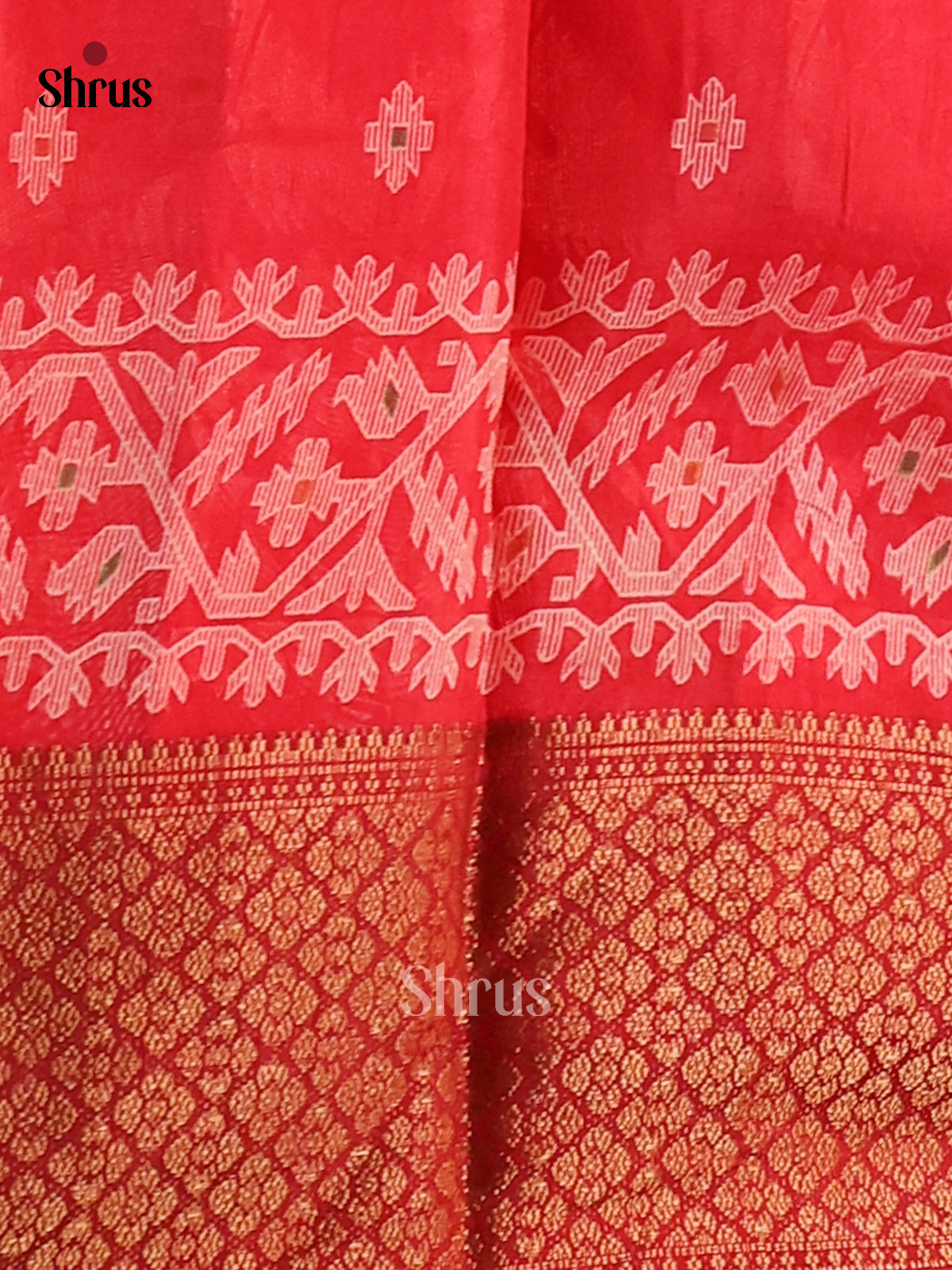 Red - Semi Crepe Saree - Shop on Shrus.com