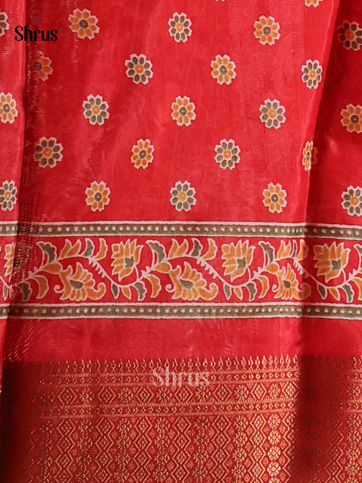 Red- Semi Crepe Saree - Shop on Shrus.com