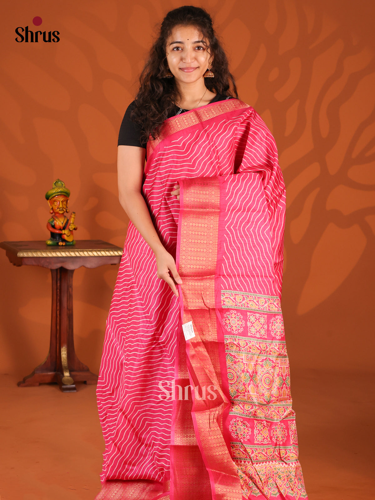 Pink - Semi Crepe Saree - Shop on Shrus.com