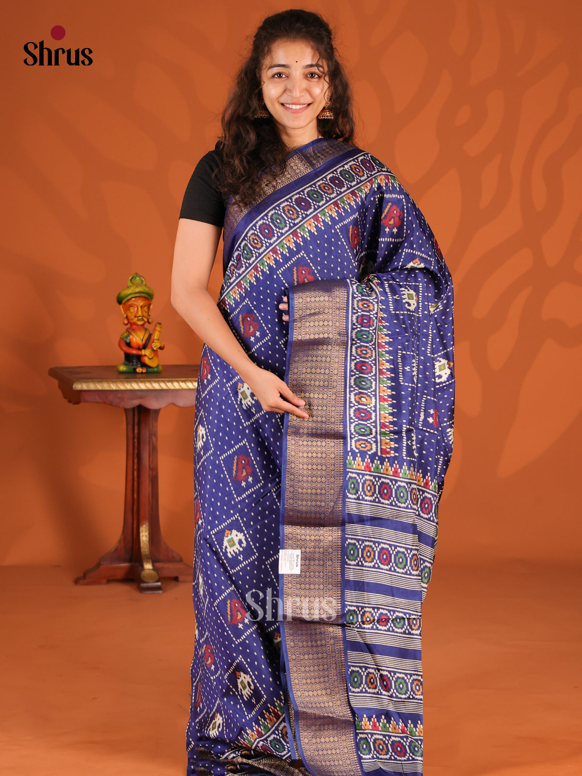 Blue- Semi Crepe Saree - Shop on Shrus.com