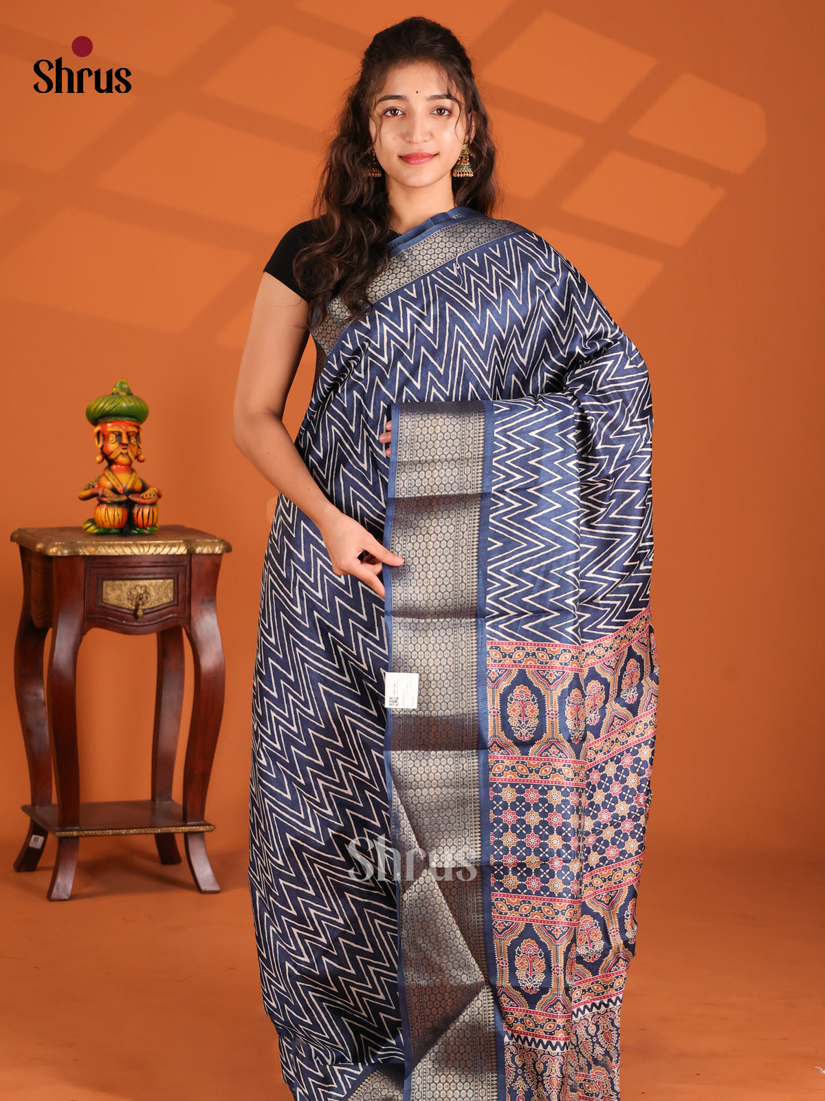 Blue - Semi Crepe Saree - Shop on Shrus.com