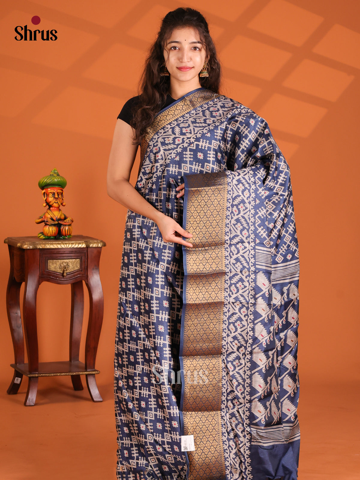 Blue - Semi Crepe Saree - Shop on Shrus.com