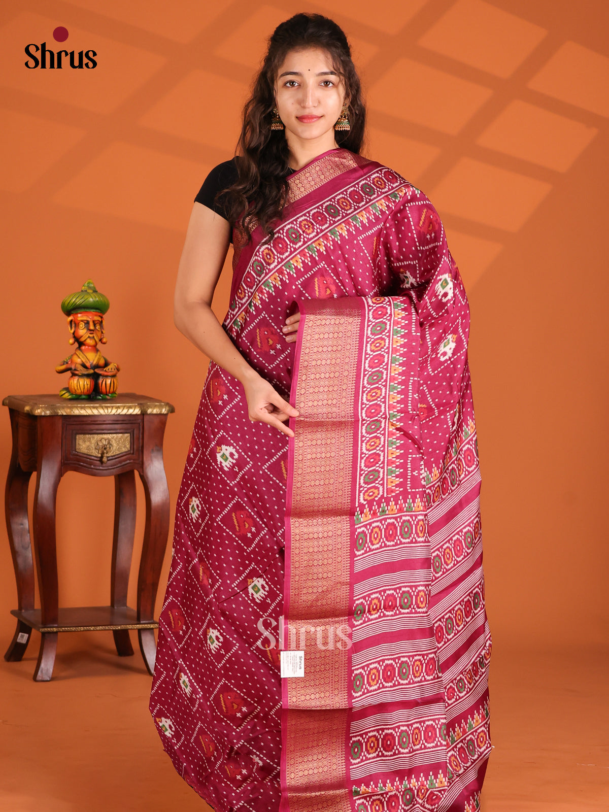 Maroon - Semi Crepe Saree - Shop on Shrus.com