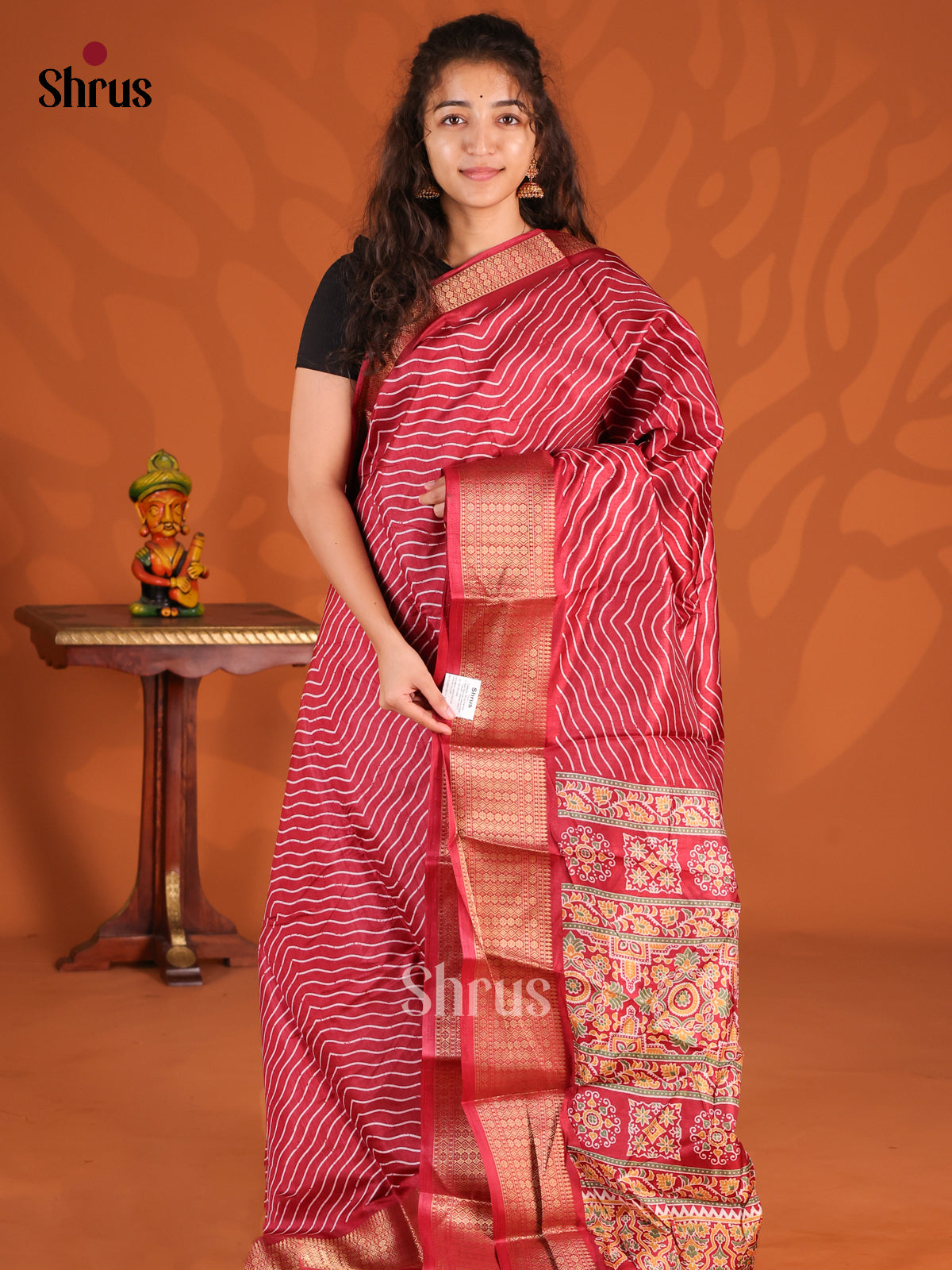 Maroon - Semi Crepe Saree - Shop on Shrus.com