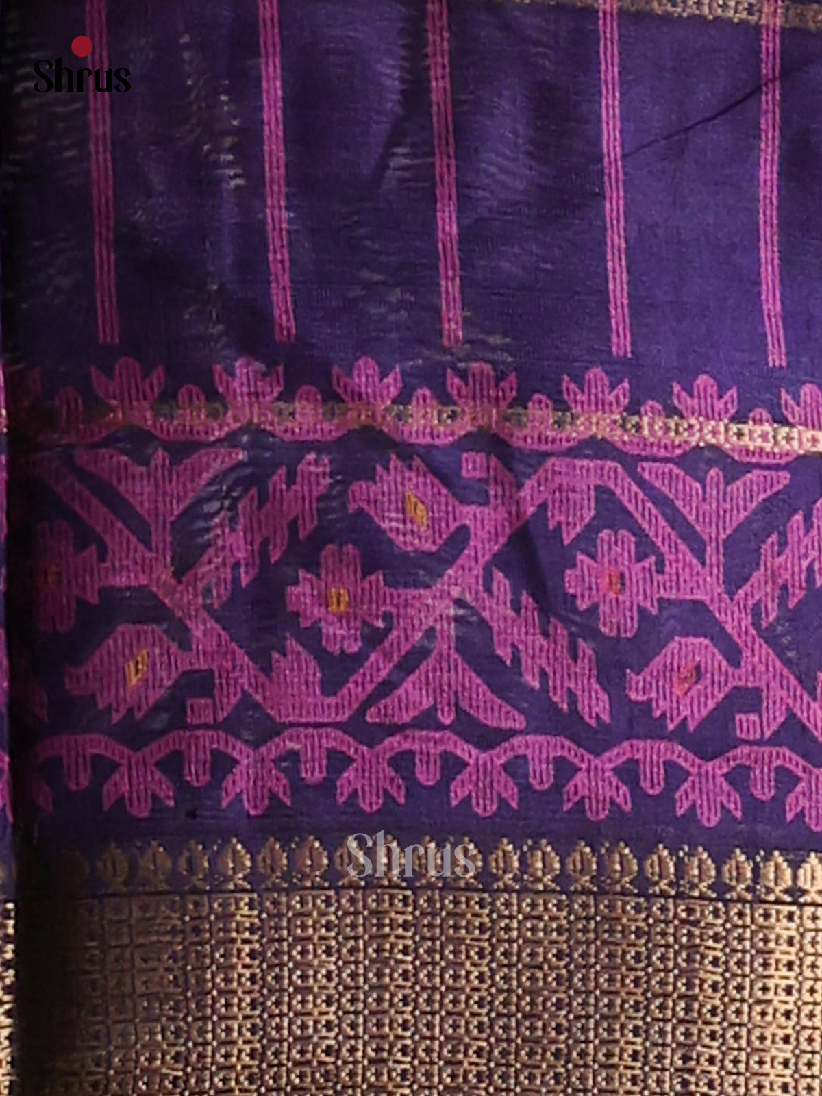 Blue & Purple - Semi Crepe Saree - Shop on Shrus.com