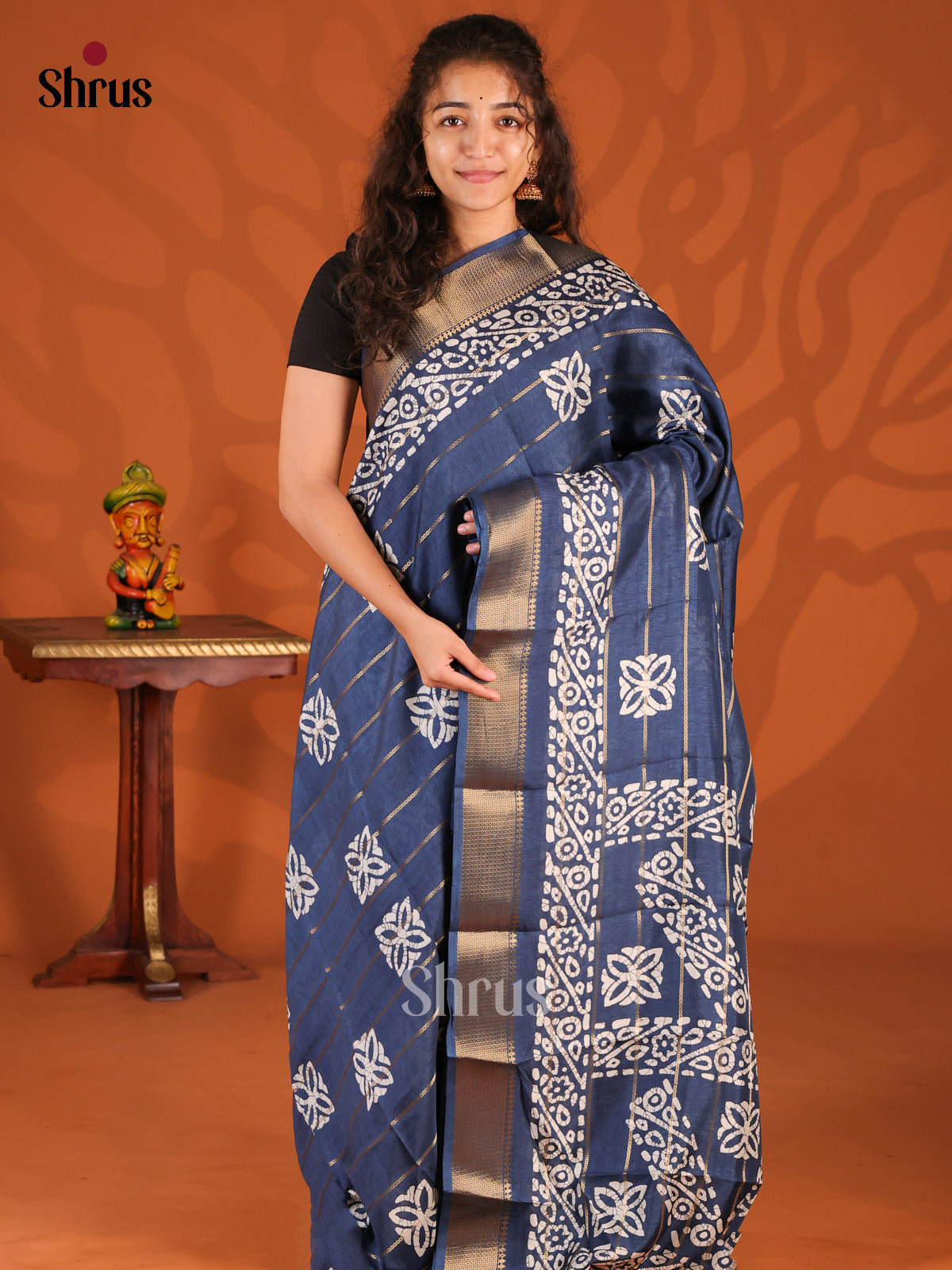 Blue - Semi Crepe Saree - Shop on Shrus.com