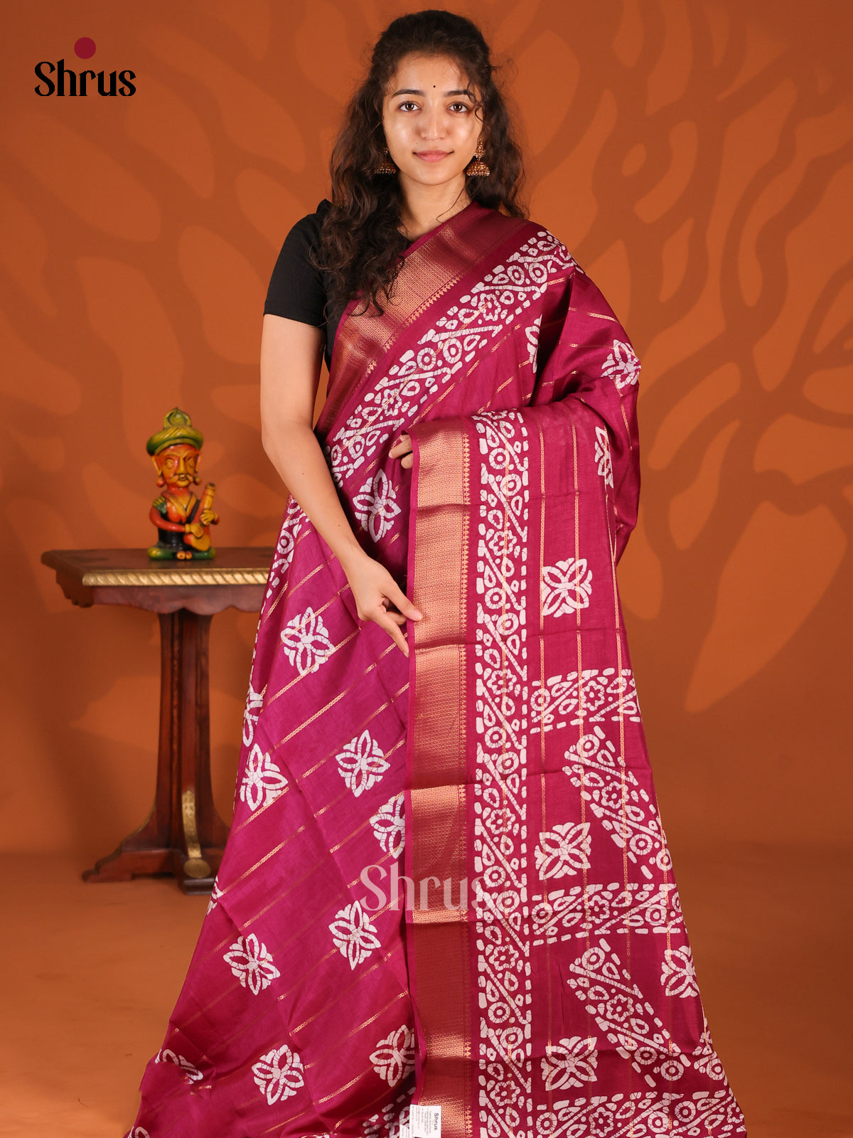 Maroon - Semi Crepe Saree - Shop on Shrus.com