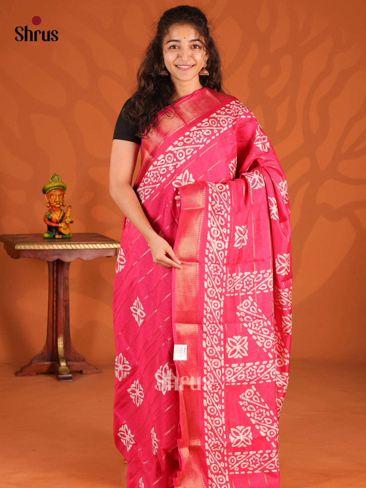 Pink - Semi Crepe Saree - Shop on Shrus.com