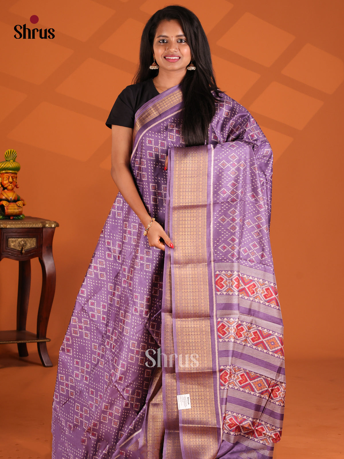 Lavender - Semi Crepe Saree - Shop on Shrus.com