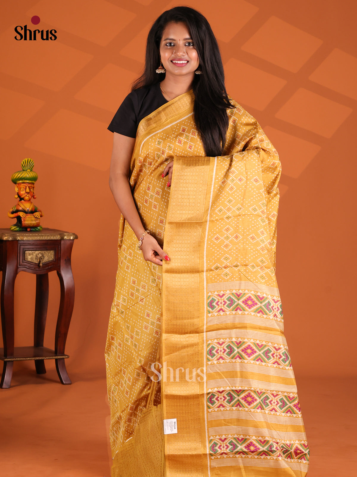 Mustard - Semi Crepe Saree - Shop on Shrus.com