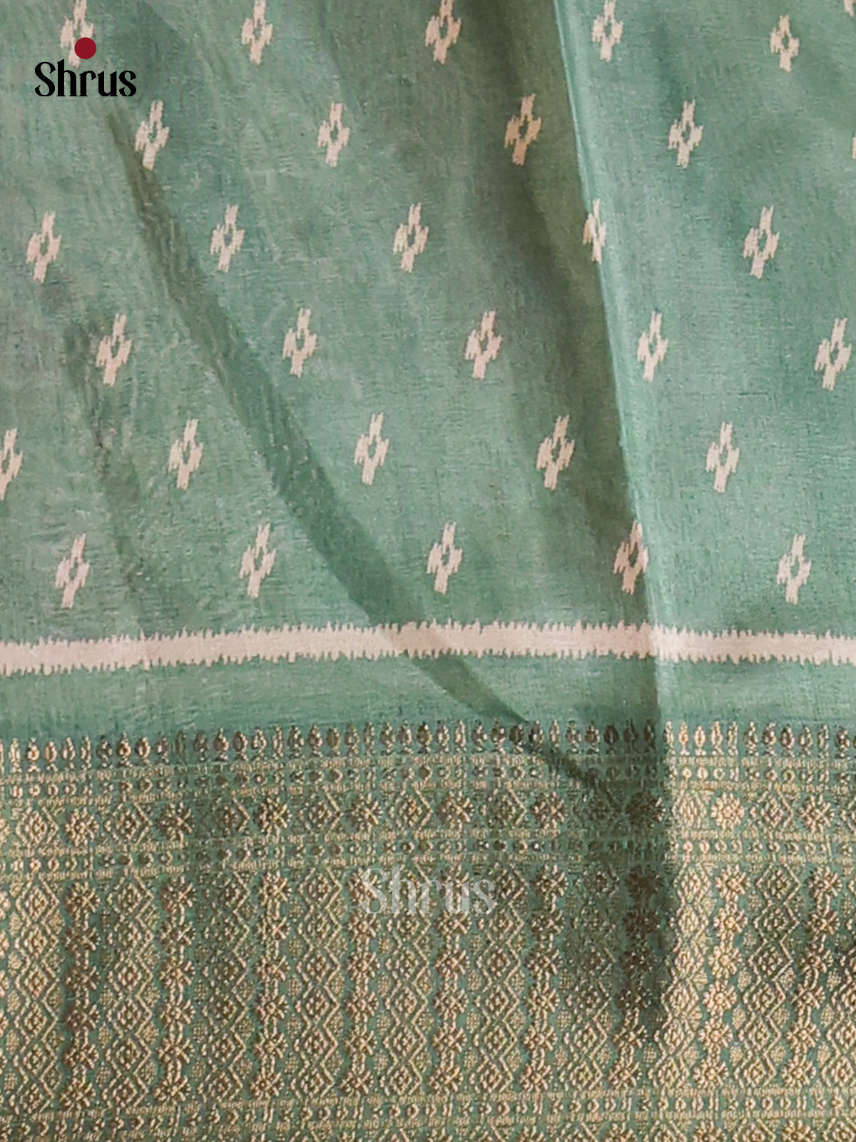 Green - Semi Crepe Saree - Shop on Shrus.com
