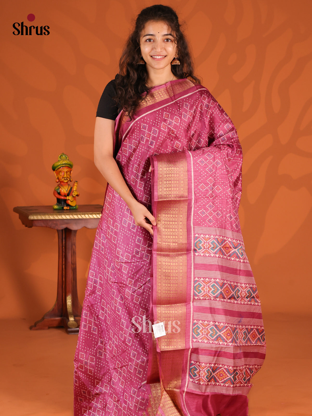 Maroon - Semi Crepe Saree - Shop on Shrus.com