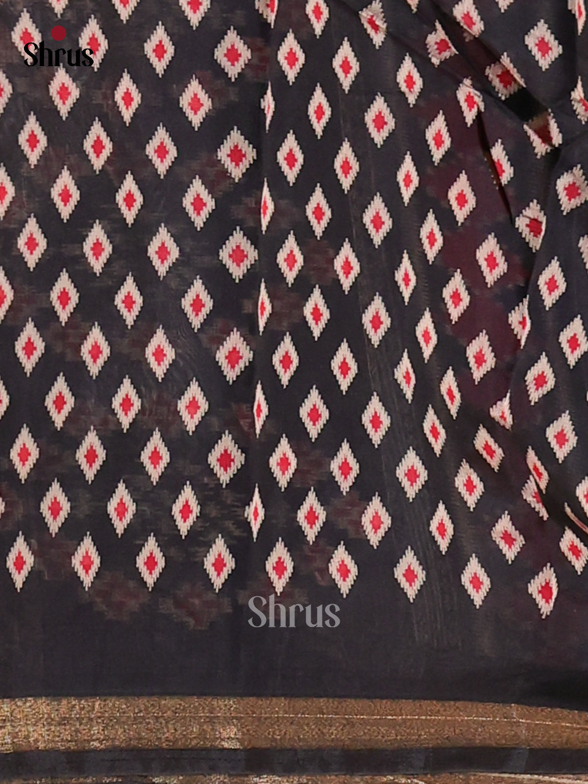Red & Black - Semi Crepe Saree - Shop on Shrus.com