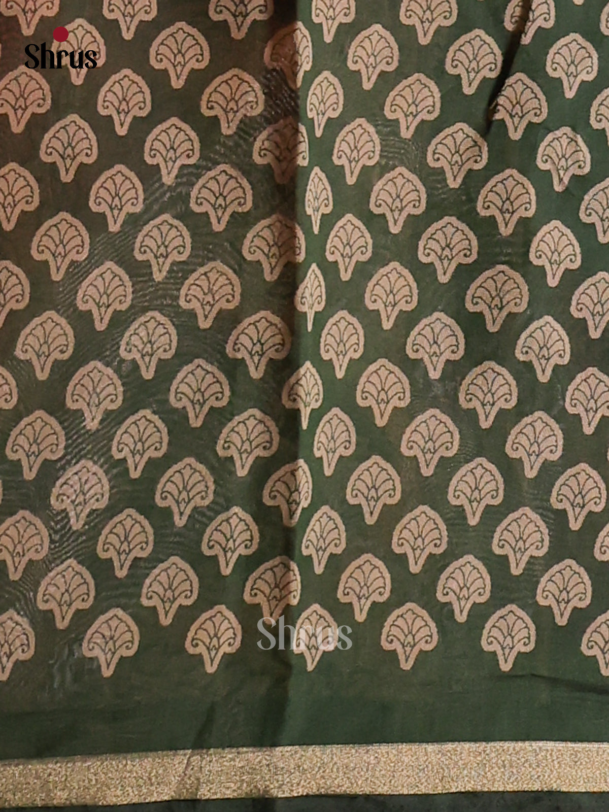 Maroon & Green - Semi Crepe Saree - Shop on Shrus.com