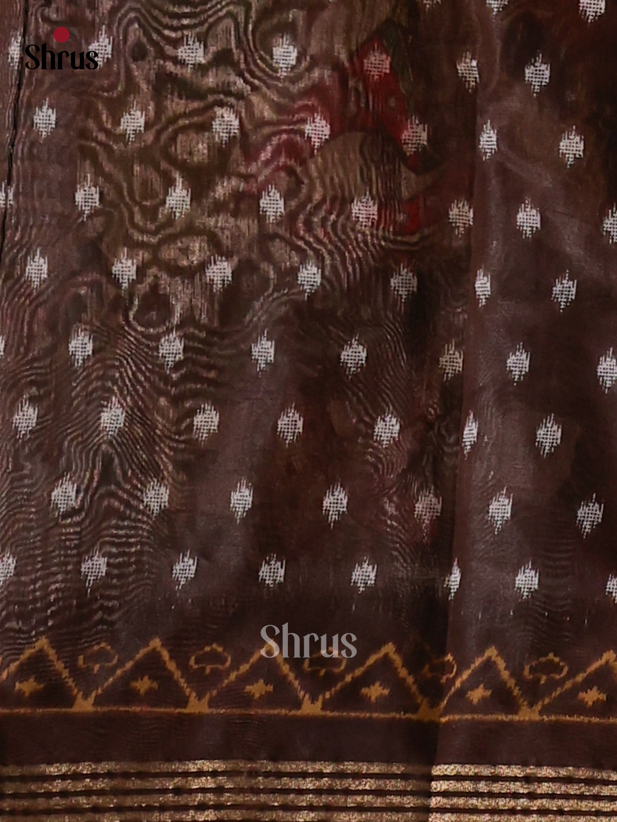 Beige & Brown - Semi Crepe Saree - Shop on Shrus.com