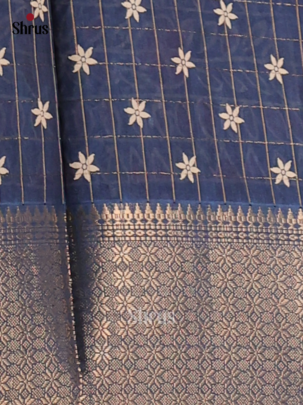 Blue - Semi Crepe Saree - Shop on Shrus.com
