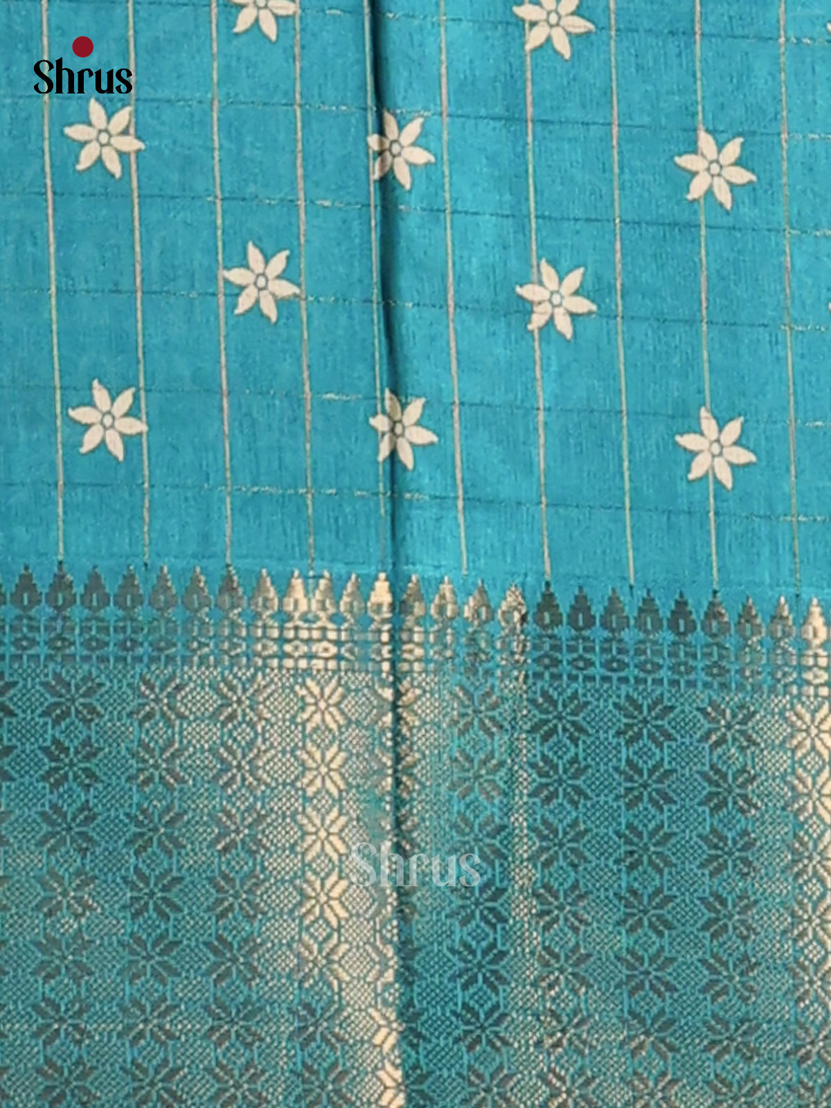 Rama Blue - Semi Crepe Saree - Shop on Shrus.com