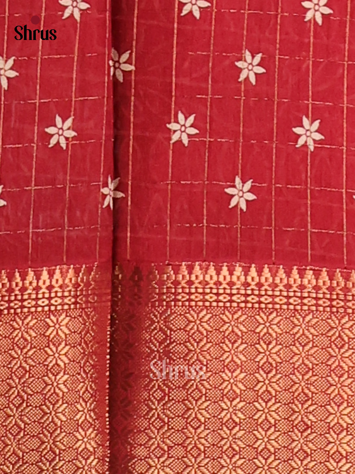 Red - Semi Crepe Saree - Shop on Shrus.com