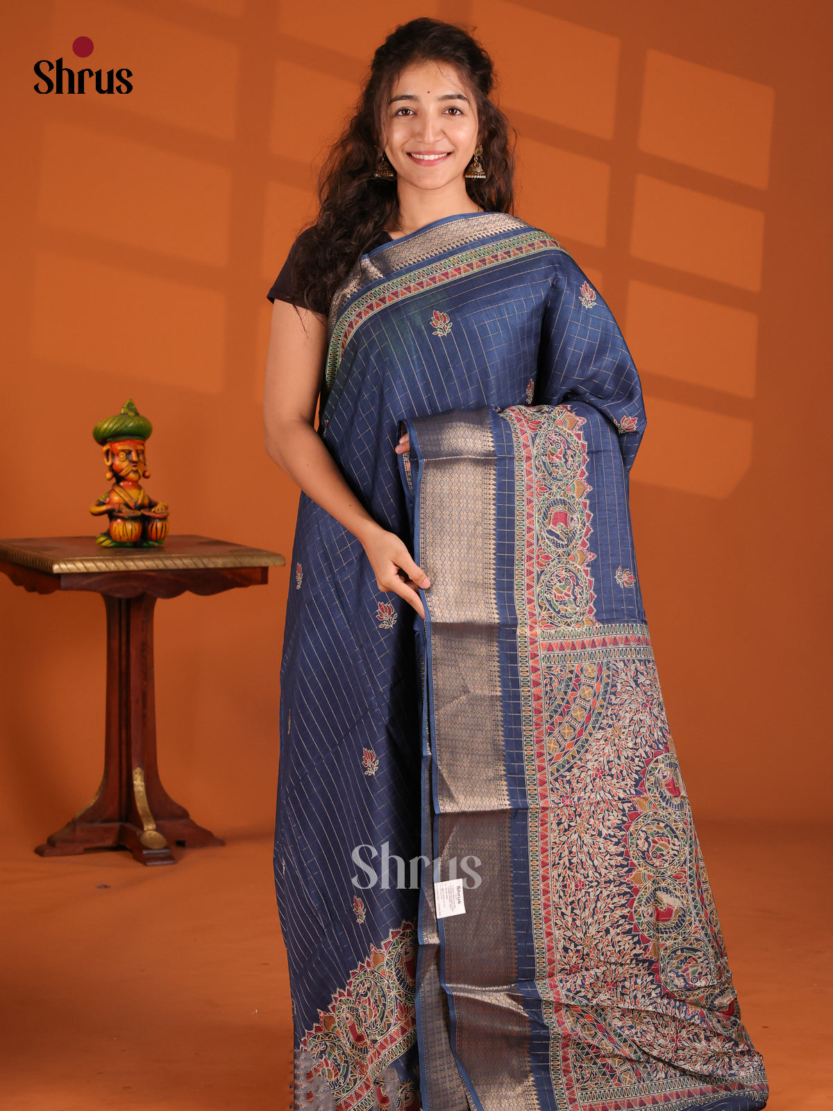 Blue - Semi Crepe Saree - Shop on Shrus.com