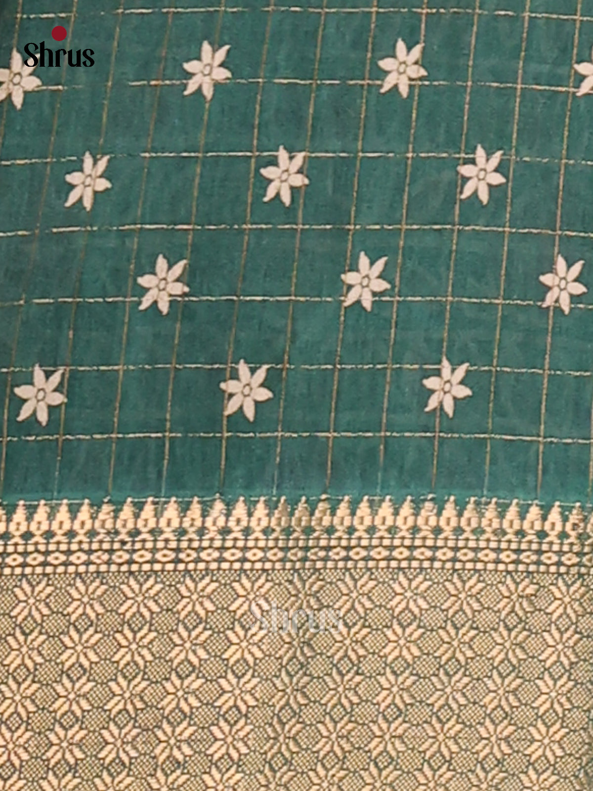 Green - Semi Crepe Saree - Shop on Shrus.com