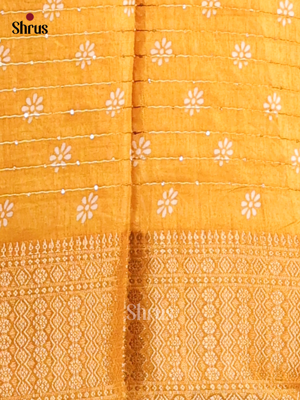 Yellow - Semi Crepe Saree - Shop on Shrus.com