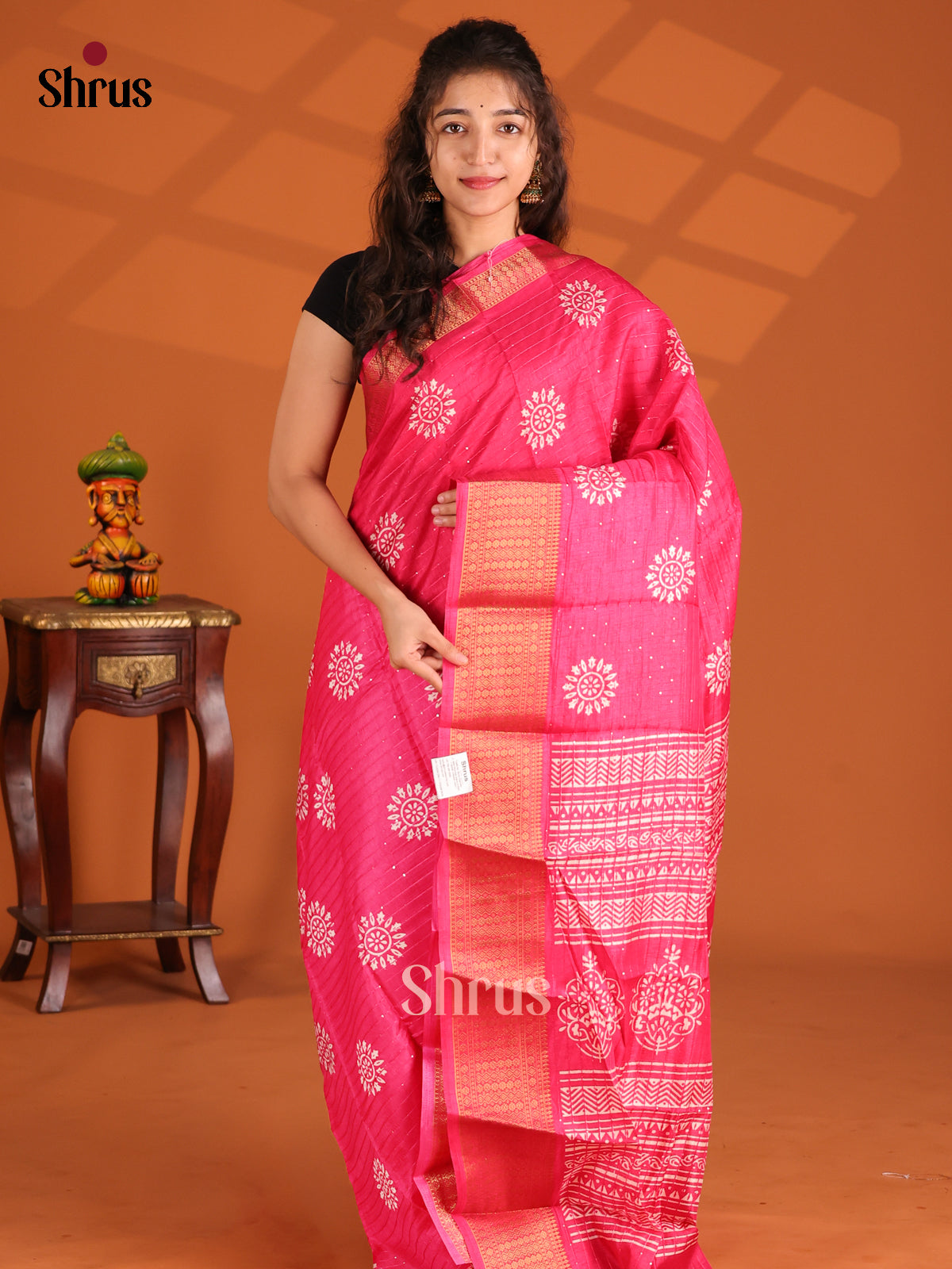 Pink - Semi Crepe Saree - Shop on Shrus.com