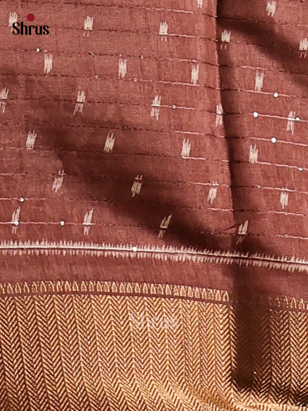 Brown - Semi Crepe Saree - Shop on Shrus.com