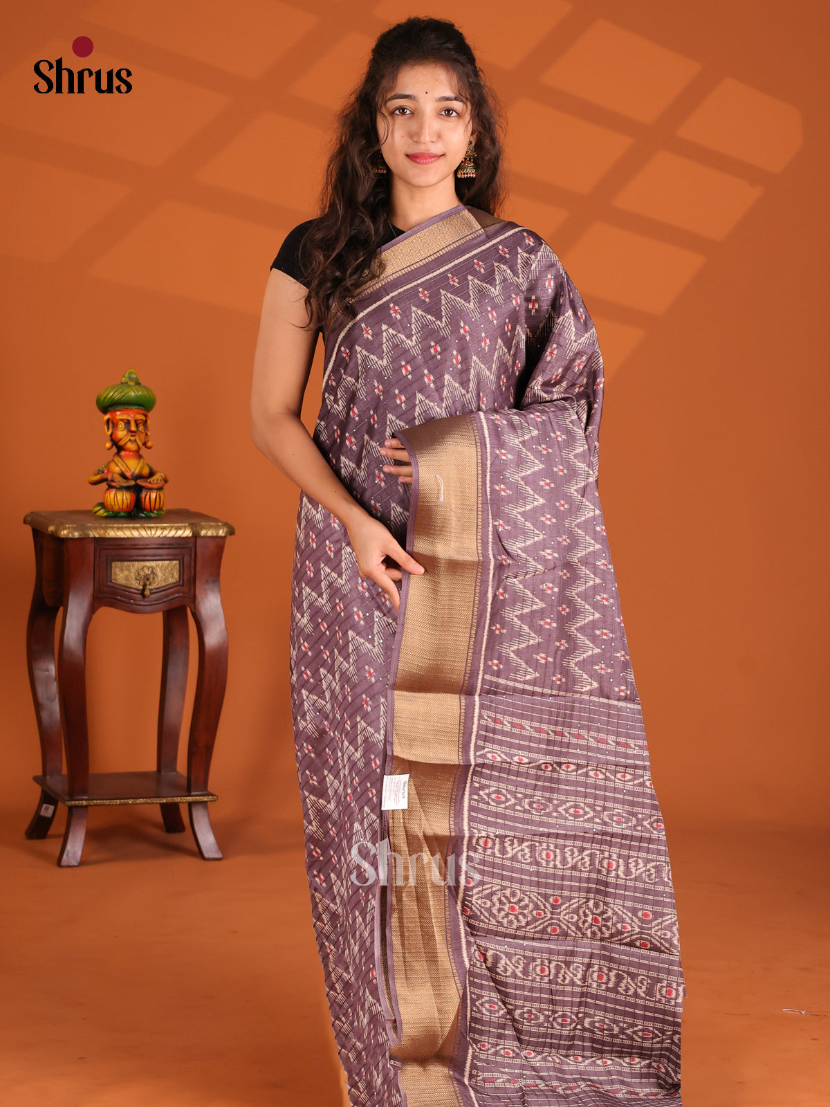 Lavender - Semi Crepe Saree - Shop on Shrus.com