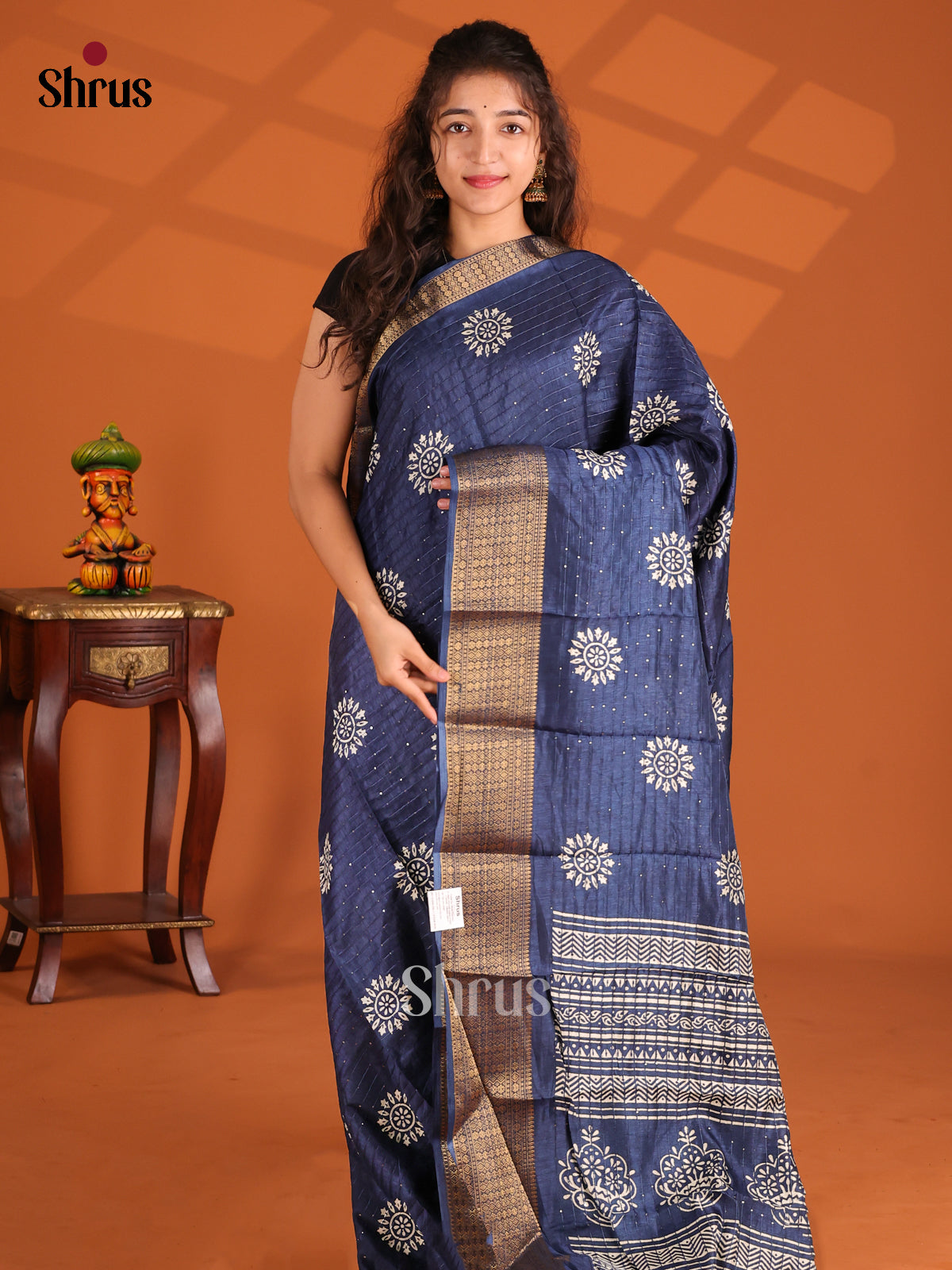 Blue - Semi Crepe Saree - Shop on Shrus.com