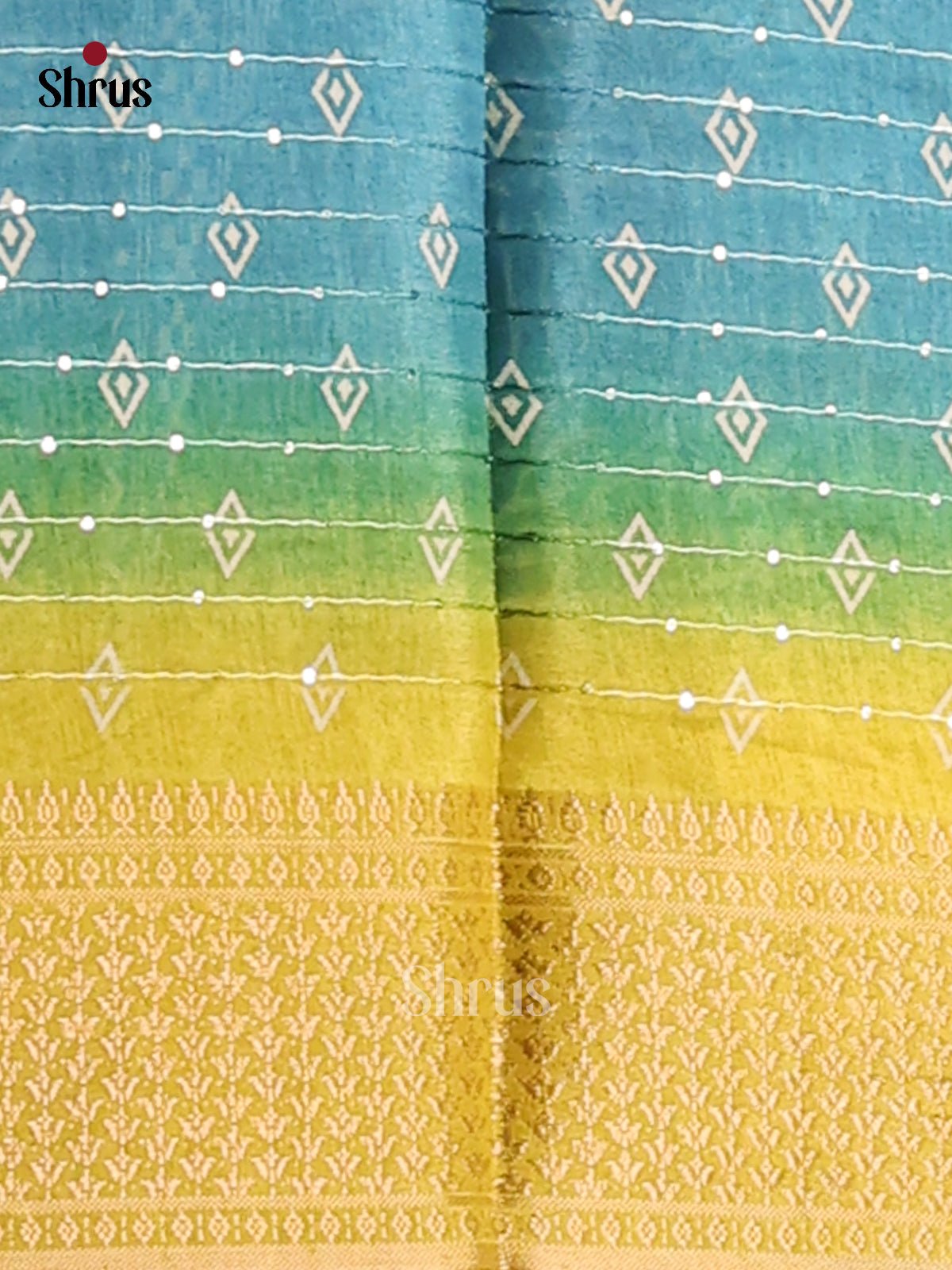 Blue & Yellow - Semi Crepe Saree - Shop on Shrus.com